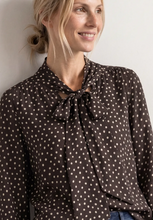 Load image into Gallery viewer, STREET ONE<BR>
Long Sleeve Blouse with Bow Details<BR>
Brown<BR>
