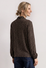 Load image into Gallery viewer, STREET ONE<BR>
Long Sleeve Blouse with Bow Details<BR>
Brown<BR>

