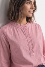 Load image into Gallery viewer, STREET ONE<BR>
Corduroy Blouse with Ruffles<BR>
Dusty Pink<BR>
