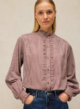 Load image into Gallery viewer, WHITE STUFF<BR>
Frill Neck Shirt<BR>
Mullbery<BR>
