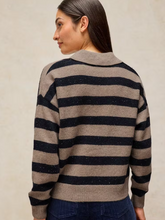 Load image into Gallery viewer, WHITE STUFF<BR>
Izzy Striped Collar Jumper<BR>
Natural Navy<BR>
