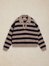 Load image into Gallery viewer, WHITE STUFF<BR>
Izzy Striped Collar Jumper<BR>
Natural Navy<BR>
