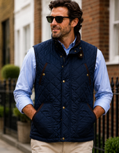 Load image into Gallery viewer, VEDONEIRE<BR>
Quilted Gilet Storm Flap Jacket<BR>
Navy<BR>
