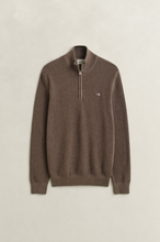 Load image into Gallery viewer, GANT<BR>
Textured Cotton Half-Zip Sweater<BR>
Melange Hazel, Evening Blue<BR>
