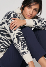 Load image into Gallery viewer, OLSEN<BR>
Graphic Feather Yarn Sweater<BR>
Ink<BR>
