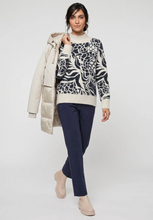 Load image into Gallery viewer, OLSEN<BR>
Graphic Feather Yarn Sweater<BR>
Ink<BR>
