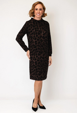 Load image into Gallery viewer, OLSEN<BR>
High Neck Dress<BR>
Brown<BR>
