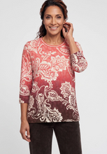 Load image into Gallery viewer, OLSEN<BR>
Paisley T Shirt<BR>
Red<BR>
