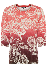 Load image into Gallery viewer, OLSEN<BR>
Paisley T Shirt<BR>
Red<BR>
