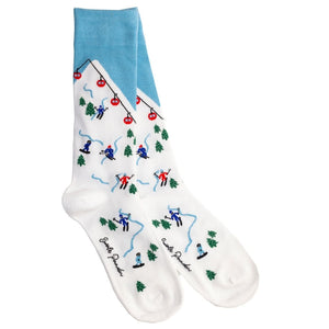 SWOLE PANDA <BR>
Men’s Skiing Bamboo Socks <BR>
White <BR>