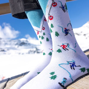 SWOLE PANDA <BR>
Men’s Skiing Bamboo Socks <BR>
White <BR>