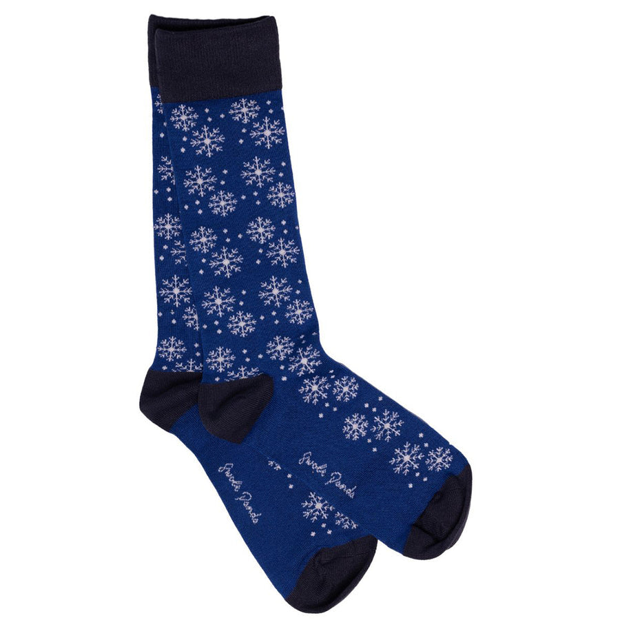 SWOLE PANDA <BR>
Men's Snowflake Bamboo Socks <BR>
Navy <BR>