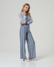 Load image into Gallery viewer, SURKANA <BR>
V-neck ruffled shirt <BR>
Dusty Blue <BR>
