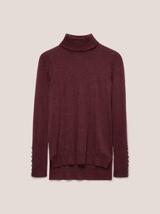 WHITE STUFF <BR>
Sparkle Roll Neck Jumper <BR>
Dark  Plum <BR>