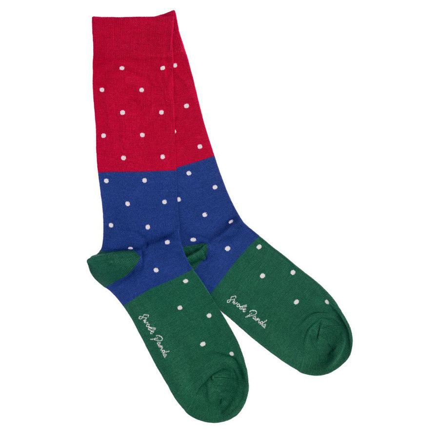 SWOLE PANDA <BR>
Men’s Spots & Stripes Bamboo Socks <BR>
Multi <BR>