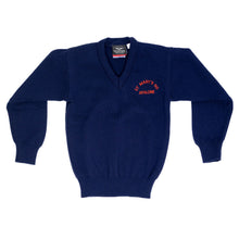 Load image into Gallery viewer, ST. MARY&#39;S JUMPER &lt;BR&gt;
Acrylic V Neck &lt;BR&gt;
Crested, Navy &lt;BR&gt;
