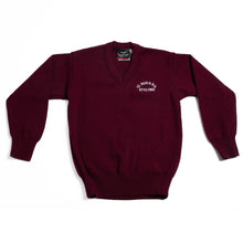 Load image into Gallery viewer, ST. PAULS NS &lt;BR&gt;
Acrylic V Neck Jumper &lt;BR&gt;
Crested Wine &lt;BR&gt;
