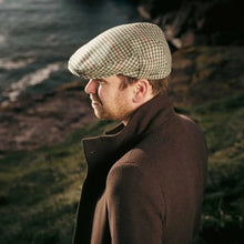 Load image into Gallery viewer, JOHN HANLY &lt;BR&gt;
Irish Tweed Cap &lt;BR&gt;
Brown Beige Houndstooth &lt;BR&gt;
