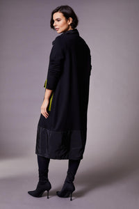PERUZZI <BR>
Taffeta Pocket Dress <BR>
Black with lime trim <BR>