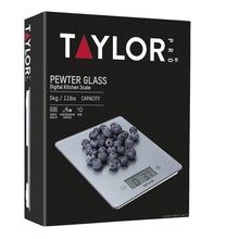 Load image into Gallery viewer, TAYLOR <BR>
Pro Glass Digital 5Kg Kitchen Scales <BR>
Pewter <BR>
