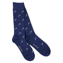 Load image into Gallery viewer, SWOLE PANDA &lt;BR&gt;
Men’s Tennis Racquet Bamboo Socks &lt;BR&gt;
Navy &lt;BR&gt;

