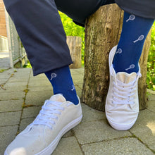 Load image into Gallery viewer, SWOLE PANDA &lt;BR&gt;
Men’s Tennis Racquet Bamboo Socks &lt;BR&gt;
Navy &lt;BR&gt;
