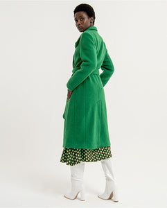 SURKANA <BR>
Full length, Double breasted, belted coat <BR>
Emerald <BR>