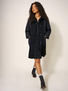 WHITE STUFF <BR>
Karla Fabric and quilted coat <BR>
Black <BR>