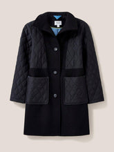 Load image into Gallery viewer, WHITE STUFF &lt;BR&gt;
Karla Fabric and quilted coat &lt;BR&gt;
Black &lt;BR&gt;
