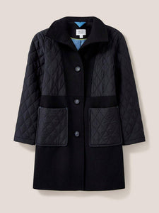 WHITE STUFF <BR>
Karla Fabric and quilted coat <BR>
Black <BR>