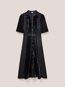 WHITE STUFF <BR>
Willow Velvet Shirt Dress <BR>
Black <BR>