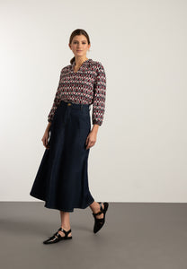 MORE AND MORE<BR>
Maxi Denim Skirt<BR>
Denim Blue<BR>