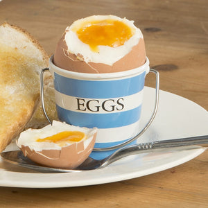 EDDINGTONS <BR>
Set of 4, Egg Cup Pails <BR>
Blue & White <BR>