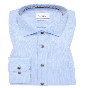 ETERNA <br>
Long Sleeve Shirt <br>
Blue with brown button <br>