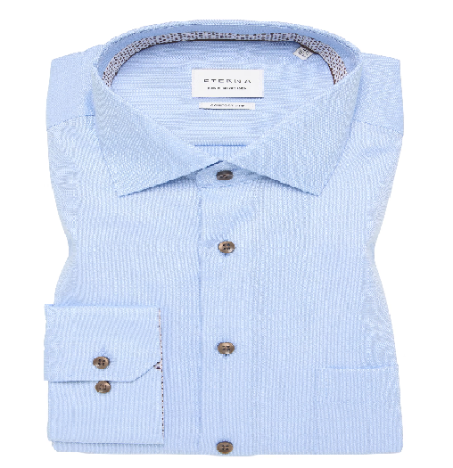 ETERNA <br>
Long Sleeve Shirt <br>
Blue with brown button <br>