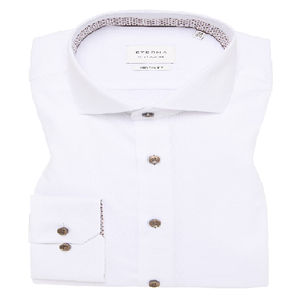 ETERNA <br>
Long Sleeve Shirt<br>
White with brown buttons<br>