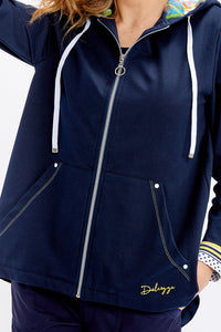 DOLCEZZA<BR>
Sporty Plain Jersey Hoodie<BR>
Navy<BR>