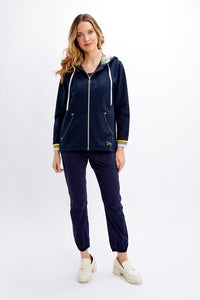 DOLCEZZA<BR>
Sporty Plain Jersey Hoodie<BR>
Navy<BR>