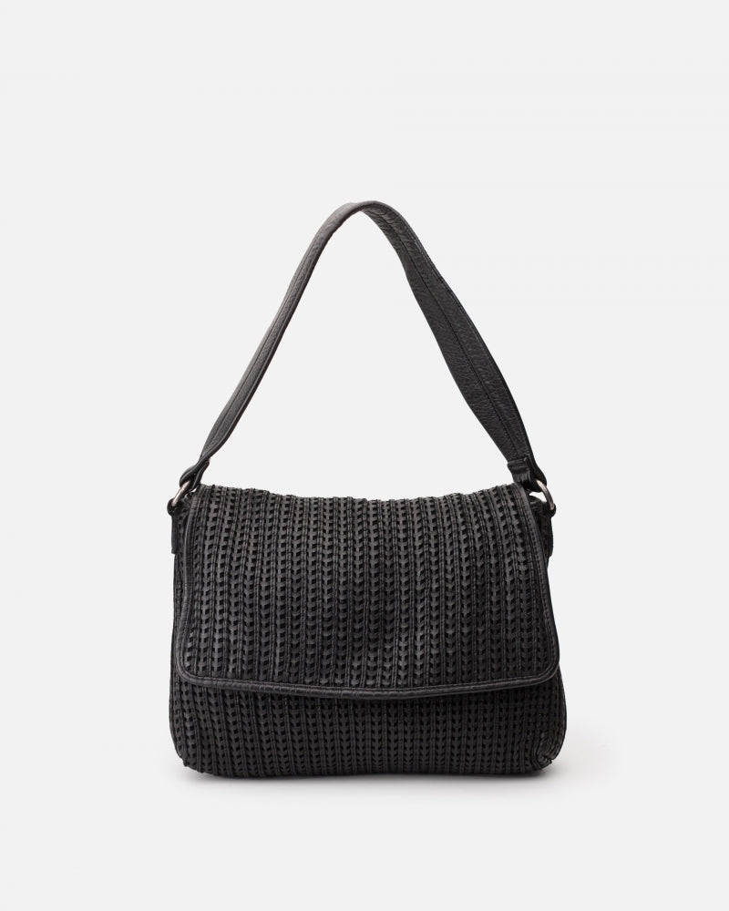 BIBA <BR>
Moab, Leather shoulder bag <BR>
Black <BR>