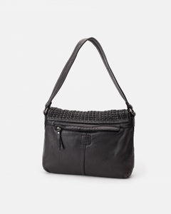 BIBA <BR>
Moab, Leather shoulder bag <BR>
Black <BR>