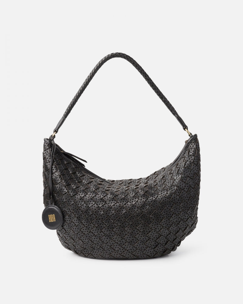 BIBA <BR>
Monowi, Leather shoulder bag <BR>
Black <BR>