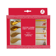 Load image into Gallery viewer, EDDINGTONS &lt;BR&gt;
Set of 4, Festive Charm Party Spoons &lt;BR&gt;
Gold &lt;BR&gt;
