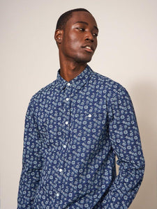 WHITE STUFF <BR>
Mens Longsleeve Scattered Flowers Shirt <BR>
Dark Navy <BR>