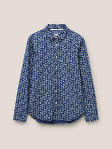 WHITE STUFF <BR>
Mens Longsleeve Scattered Flowers Shirt <BR>
Dark Navy <BR>