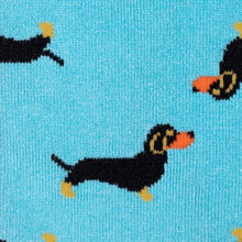 Load image into Gallery viewer, SWOLE PANDA <BR>
Men’s Sausage Dog Bamboo Socks <BR>
Turquoise <BR>
