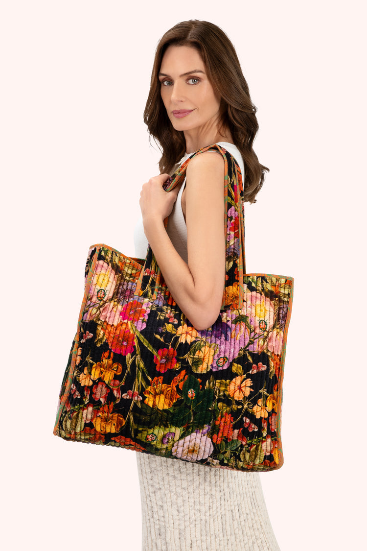 POWDER <BR>
Luxe Velvet Quilted Tote Bags <BR>
Midnight Posy <BR>