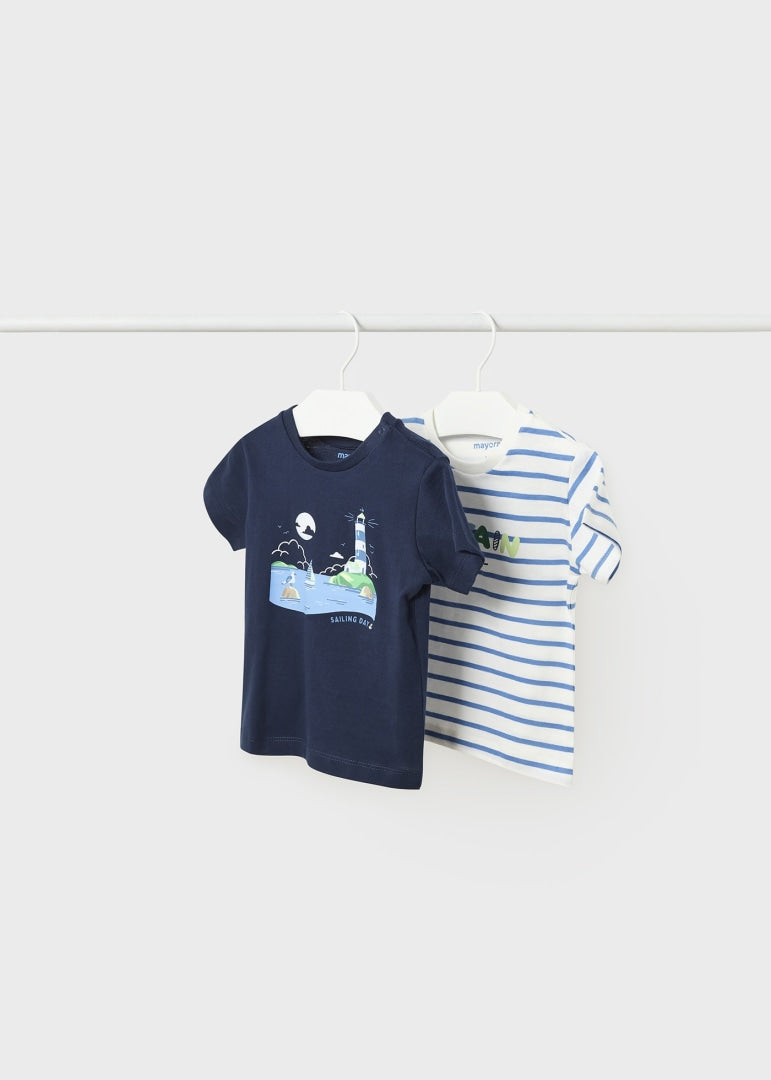 MAYORAL <BR>
Set of 2 sustainable cotton T-shirts baby <BR>
Navy <BR>