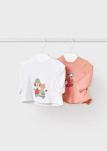 MAYORAL <BR>
2 piece long sleeve T-shirt set newborn <BR>
Apricot <BR>