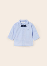 Load image into Gallery viewer, MAYORAL &lt;BR&gt;
Long sleeve shirt with bow tie newborn &lt;BR&gt;
Blue &lt;BR&gt;
