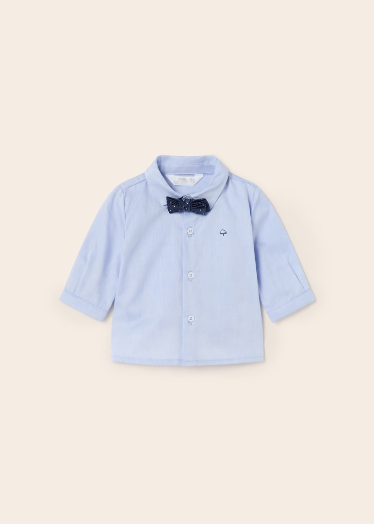 MAYORAL <BR>
Long sleeve shirt with bow tie newborn <BR>
Blue <BR>
